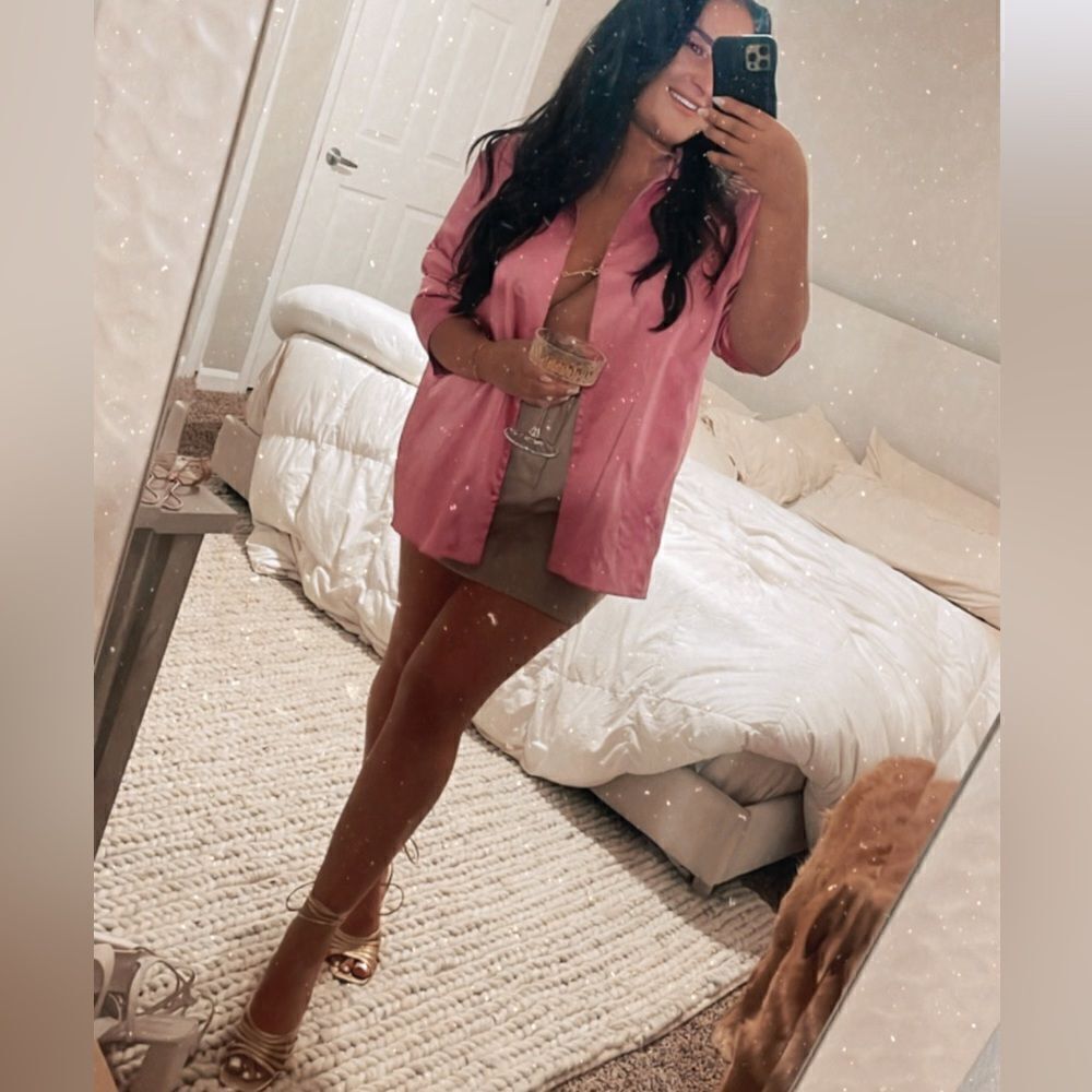 Tan faux leather mini skirt